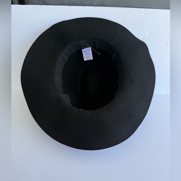 Black Wide Brim women’s Fedora Hat 100% Wool Size small /Medium 90s, boho - Picture 3 of 7